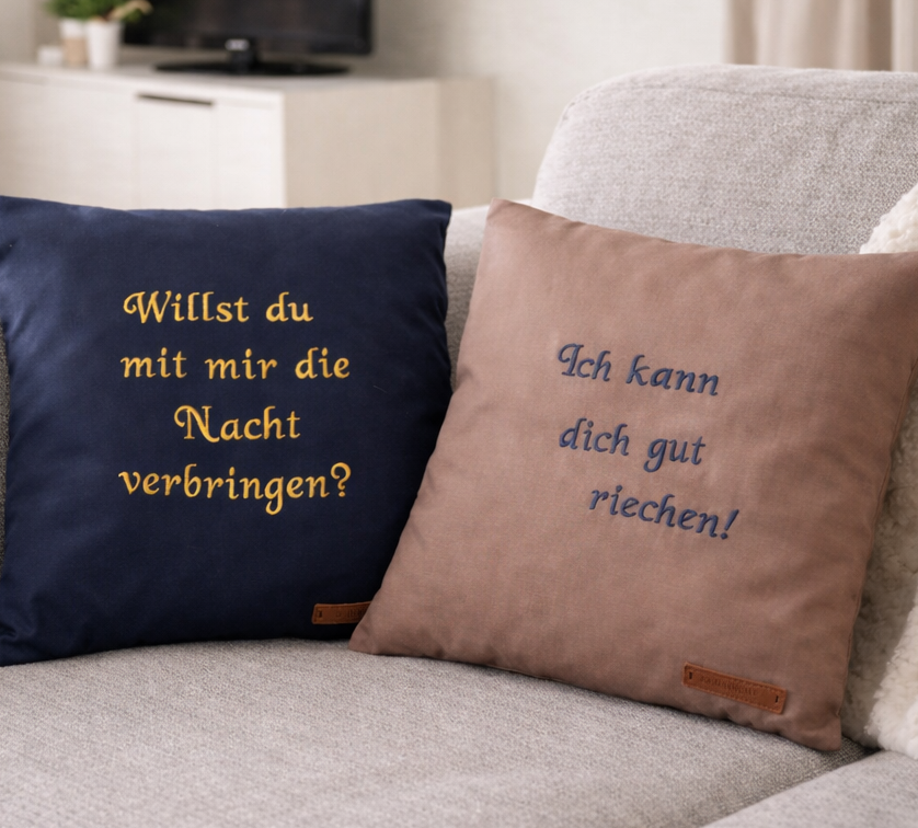 Zirbenkissen mit Stickerei